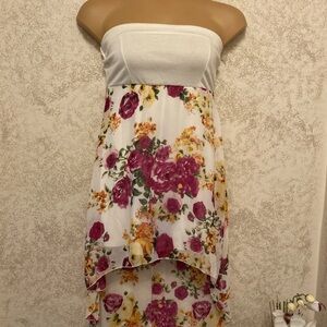 Rue21 Floral High Low Dress - White and Pink